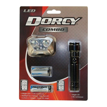 Dorcy 30-17 Lumens AAA Battery LED Flashlight & Headlight Combo Pack, Black 3894797